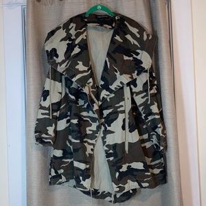 Double Flap Oversized Camo Utility Jacket